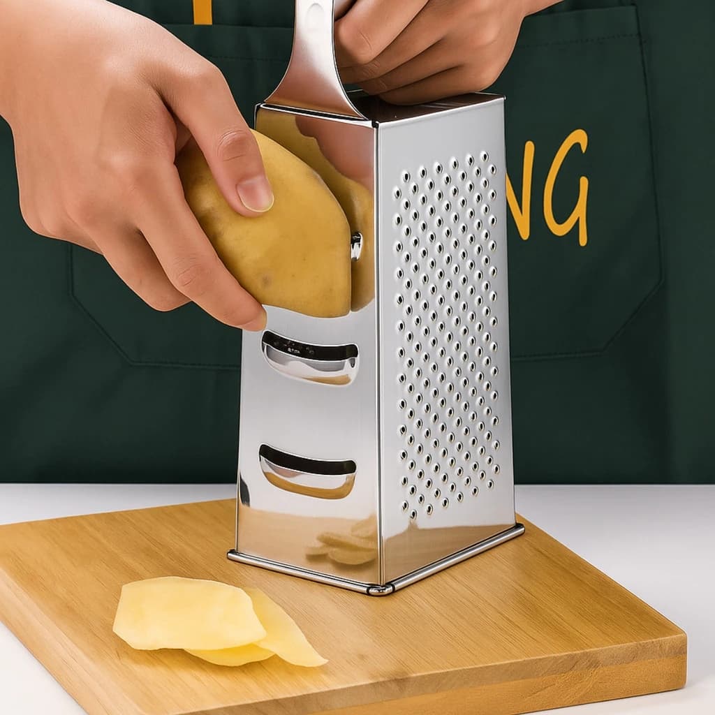 Ralador 4 Faces Aço Inox 18cm Ralar Fatiar Tamanho 18 cm Cozinha Corte Preciso Legumes Queijo