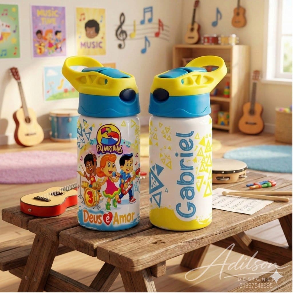 GARRAFA NÃO TEMICA MENINO PERSONALIZADA 350ML