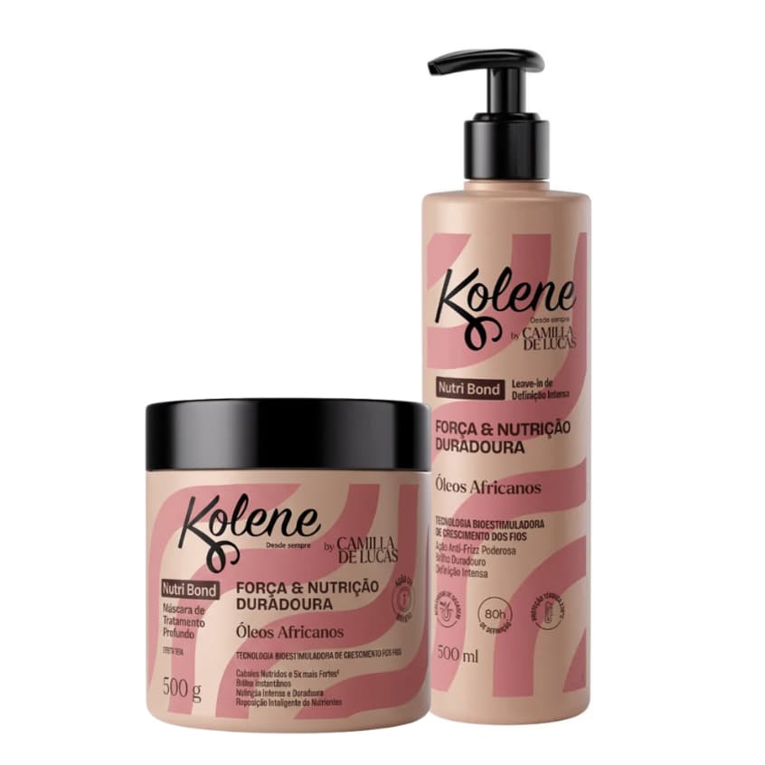 Kit Leave In e Mascara de Tratamento Kolene Nutri Bond Óleos Africanos By Camilla de Lucas Força e Nutrição 2 Produtos