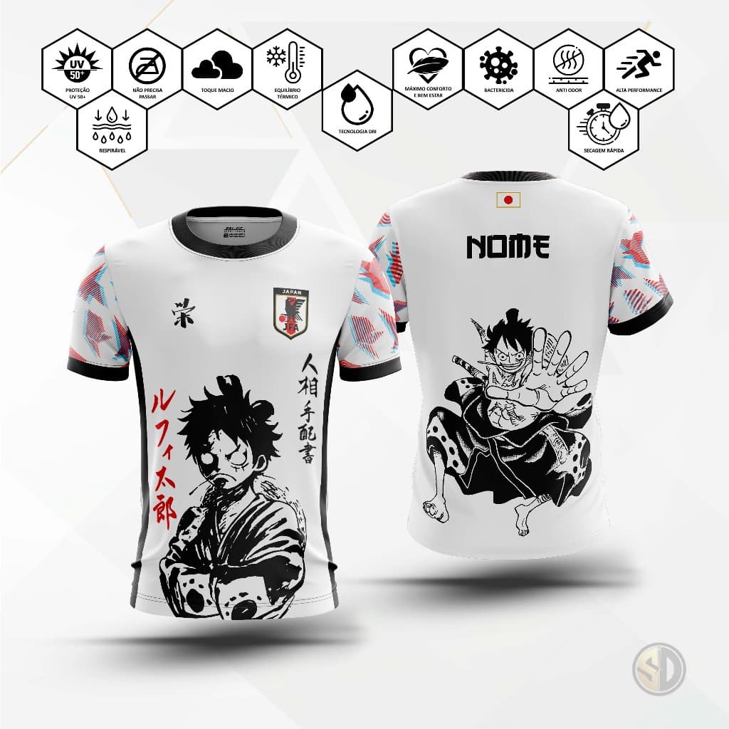 Camiseta camiseta t-shirt Anime One Piece JAPÃO LUFFY Masculina  Feminina Unisex Infanto juvenil Personalizável