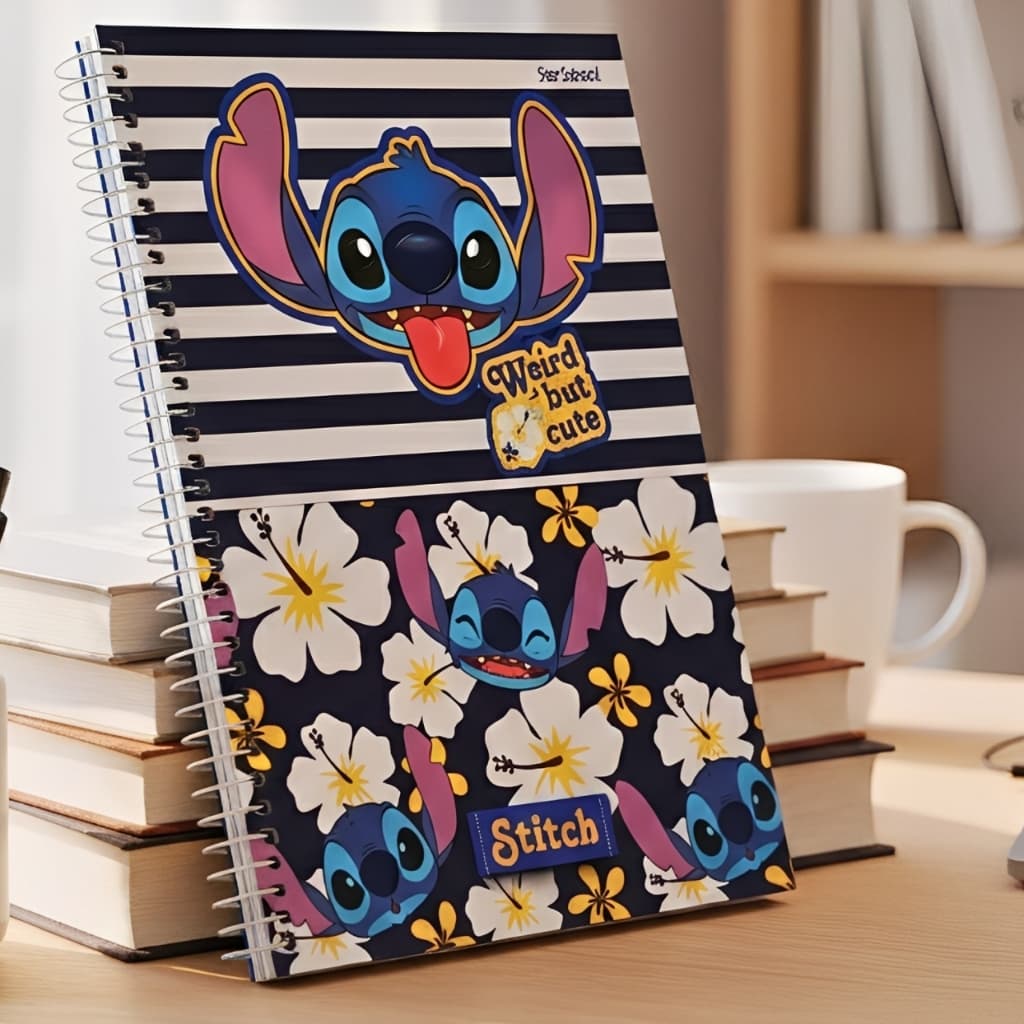 Caderno Disney 10 matérias 160 Fls Stitch Adesivos Universitário