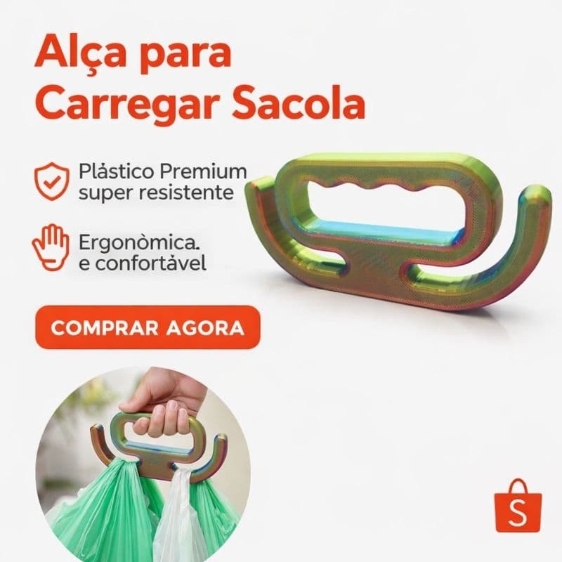 Alça para Carregar Sacolas | Ergonômica | Plástico Premium Super Resistente