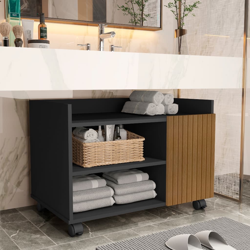 Armário Para Banheiro Londres com Gabinete 60cm Design Clean Moderno em MDP