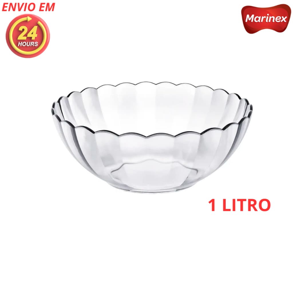 Tigela Marinex Bella 1 Litro em Vidro Temperado Resistente e Versátil Duralexv