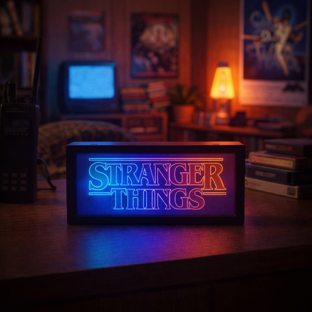 Luminária Exclusiva Da Logo Da Serie Stranger Things Vecna Demogorgon De Led Para Setup Gamer