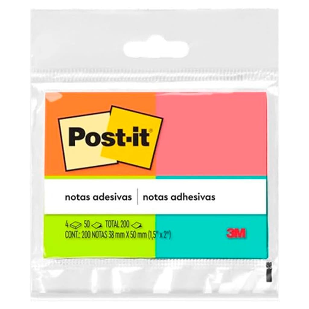Post-it Bloco De Nota Adesiva 4 Blocos De 3,8x5,0 - 50f Cada