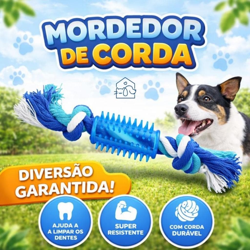 Kit Mordedor Corda Para Cachorro Com Borracha