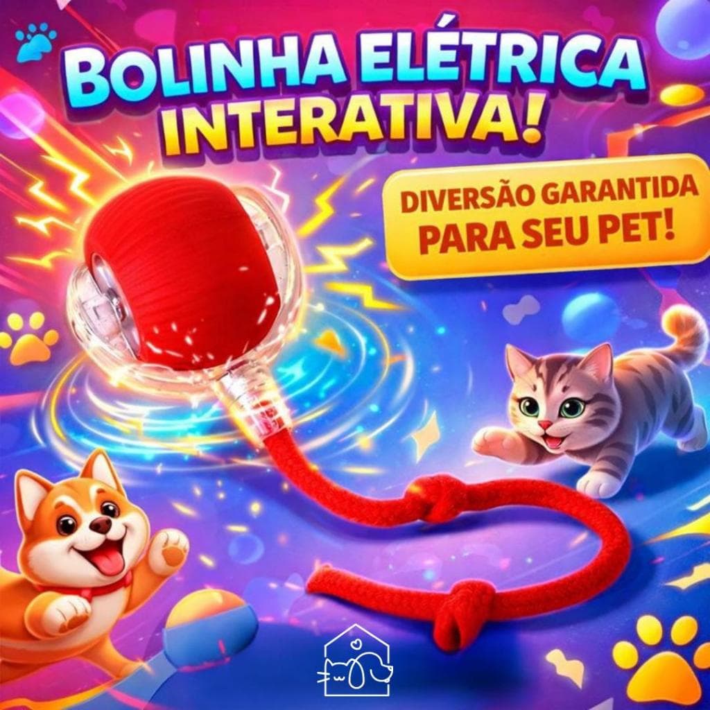 Bolinha Automática com Corda Para Cachorro e Gato Recarregável USB