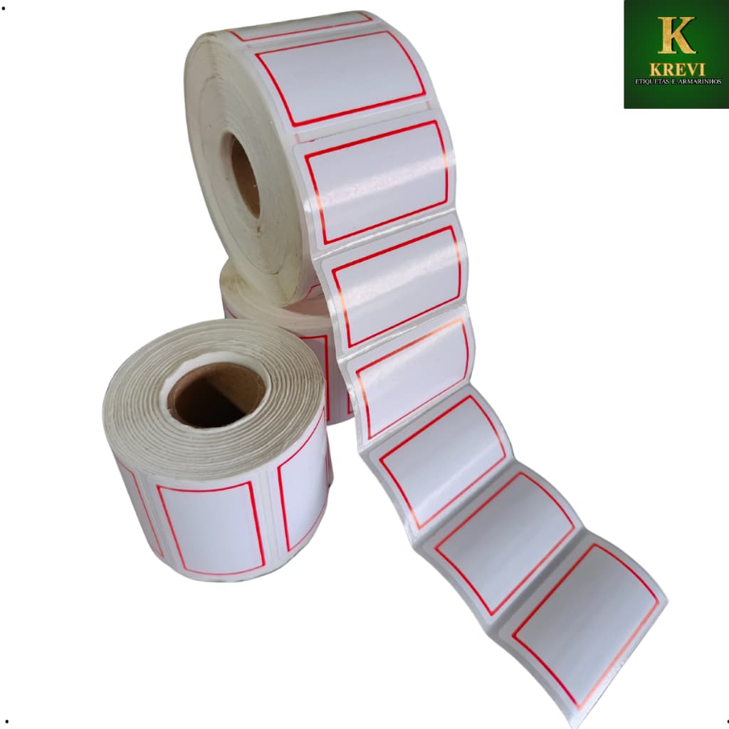 Etiqueta Adesiva multiuso para Preço 50x30mm  tarja vermelha fundo branca para preço uso em geral .