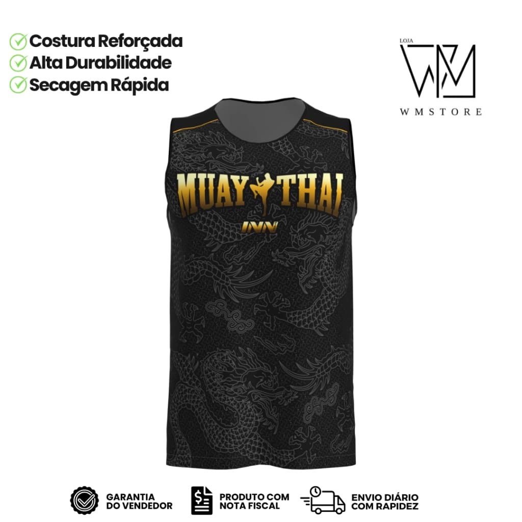 Regata Masculina Muay Thai Dragon Thai Dourado