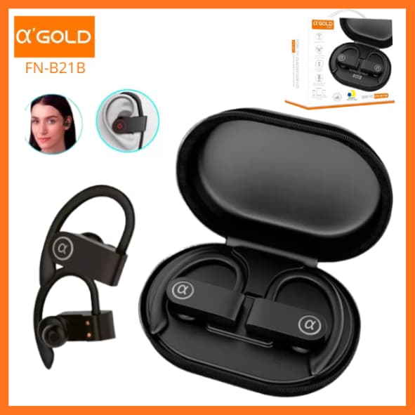 Fone De Ouvido Bluetooth Sem Fio Esportivo Intra Auricular Pendurado IPX5 A'Gold