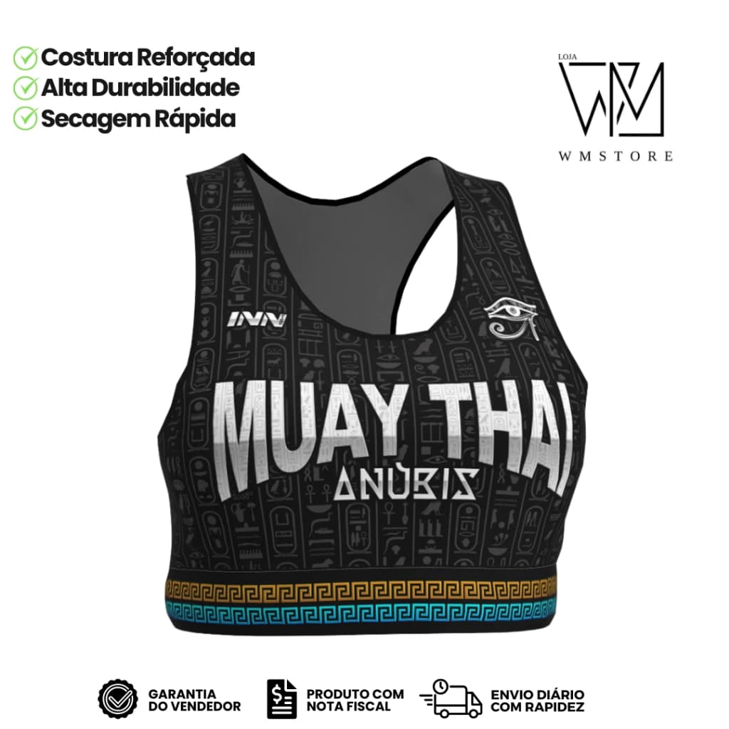 Top Feminino Sem Bojo Muay Thai Anubis Preto