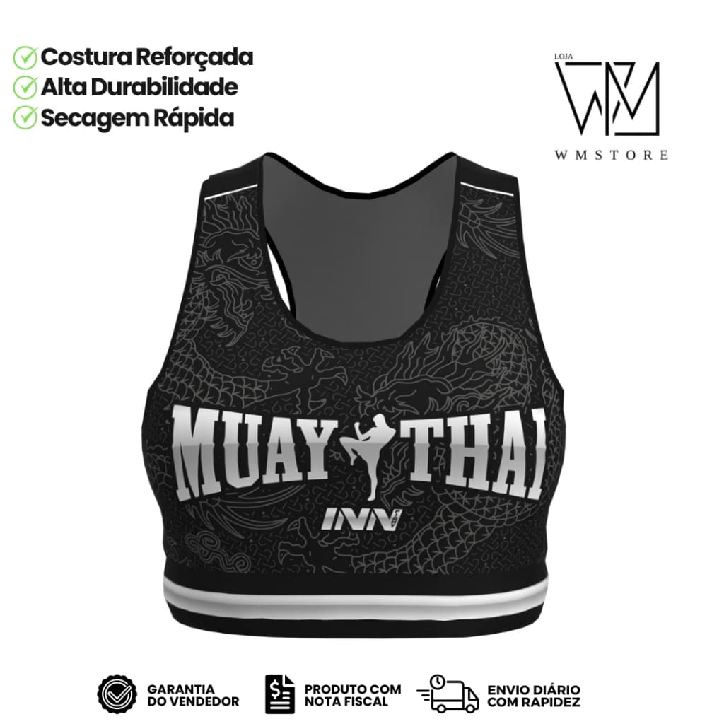 Top Feminino Sem Bojo Muay Thai Dragon Thai Cinza