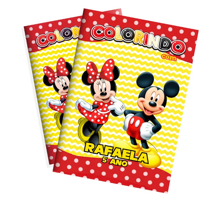 Kit Livrinhos de Colorir Personalizados • Mickey e Minnie • Lembrancinha Festa Infantil