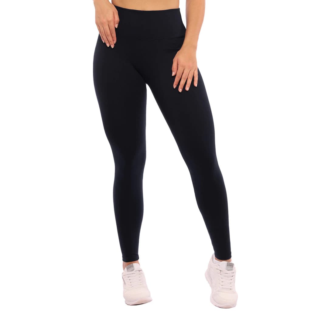 Calça legging preta feminina grossa com cintura alta