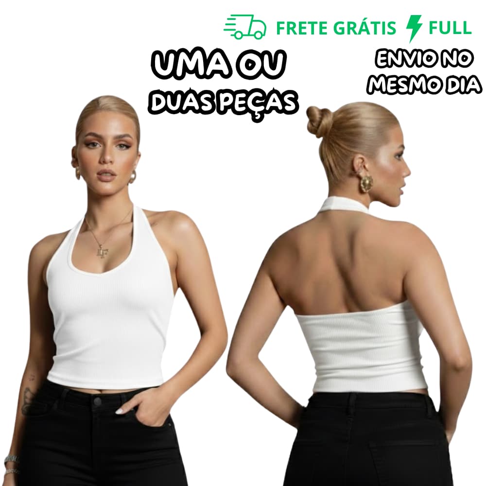 REGATA BRANCA FEMININA FRENTE ÚNICA EM SUPLEX PREMIUM | MODA GRINGA VERÃO | VESTE 36 AO 42