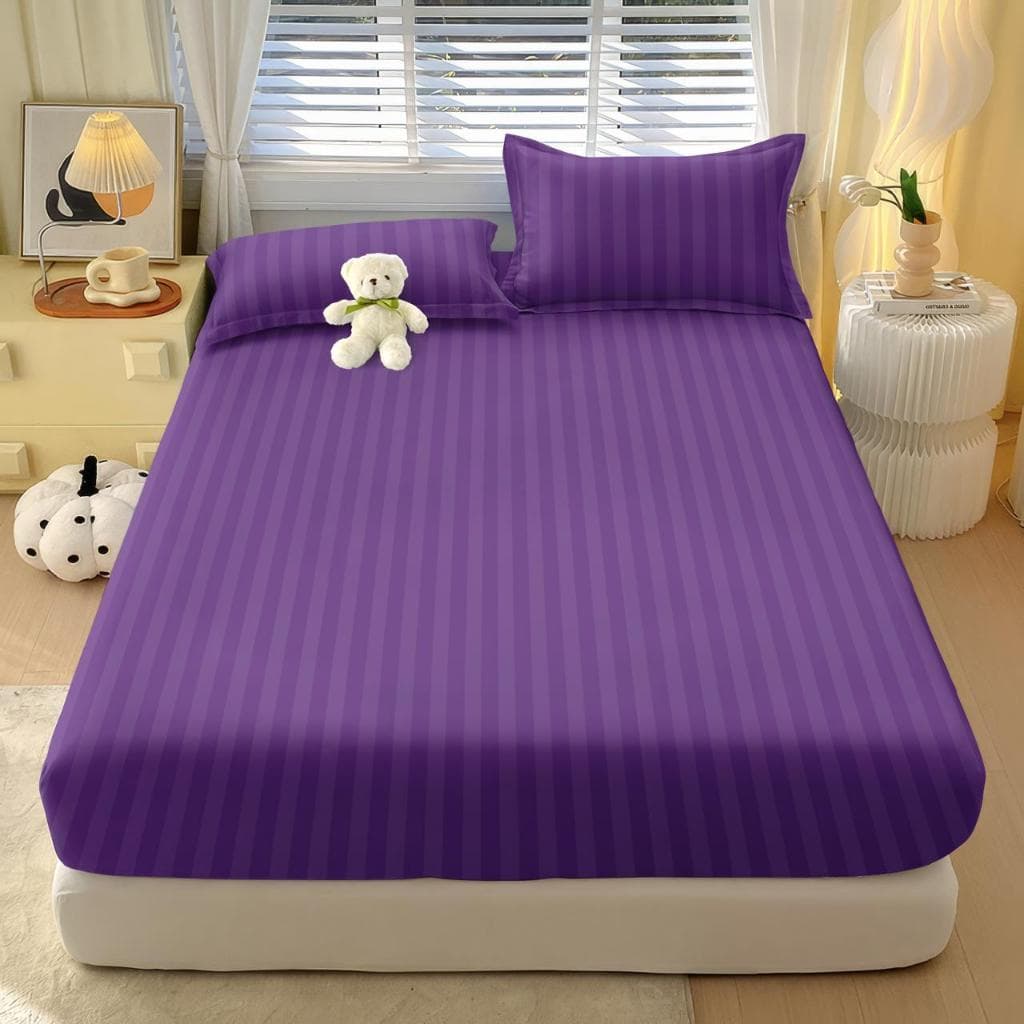 Jogo De Lençol Com Elástico Roupa de Cama Percal Macio Nao Desbota Listrado Estampado