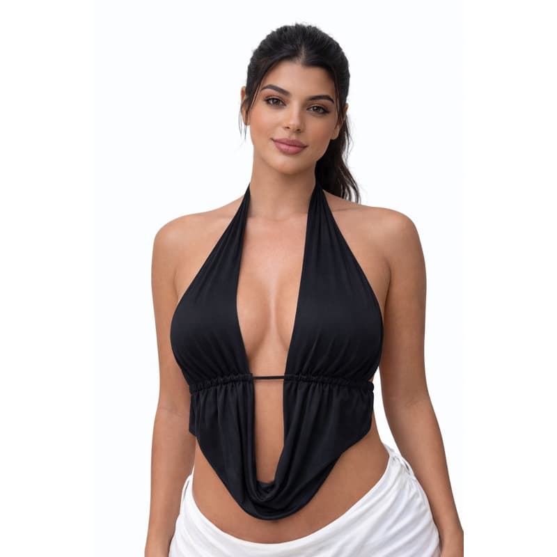 Cropped Feminino Suplex Decote Gringa Moda Verão Confortáv
