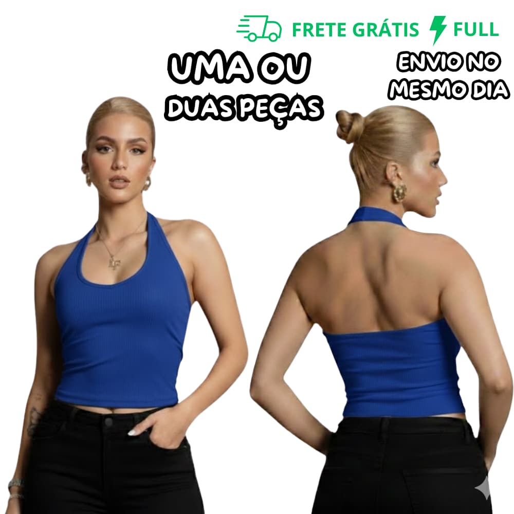 REGATA AZUL ROYAL FEMININA FRENTE ÚNICA EM SUPLEX PREMIUM | MODA GRINGA VERÃO | VESTE 36 AO 42