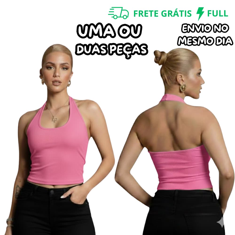 REGATA ROSA CHICLETE FEMININA FRENTE ÚNICA EM SUPLEX PREMIUM | MODA GRINGA VERÃO | VESTE 36 AO 42