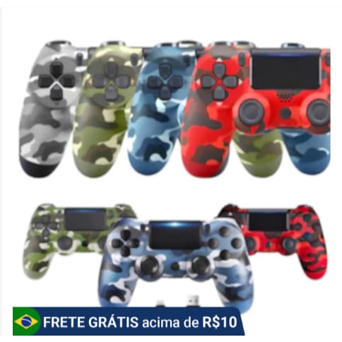 Controle Sem Fio Camuflado para P-S-4 com Cabo de Carregamento e Recursos Avançados LUIZA
