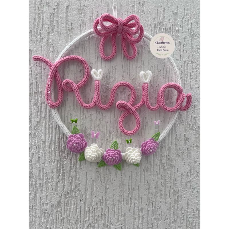 aTaliArtes - Guirlanda laço, flores e borboletinhas personalizadas