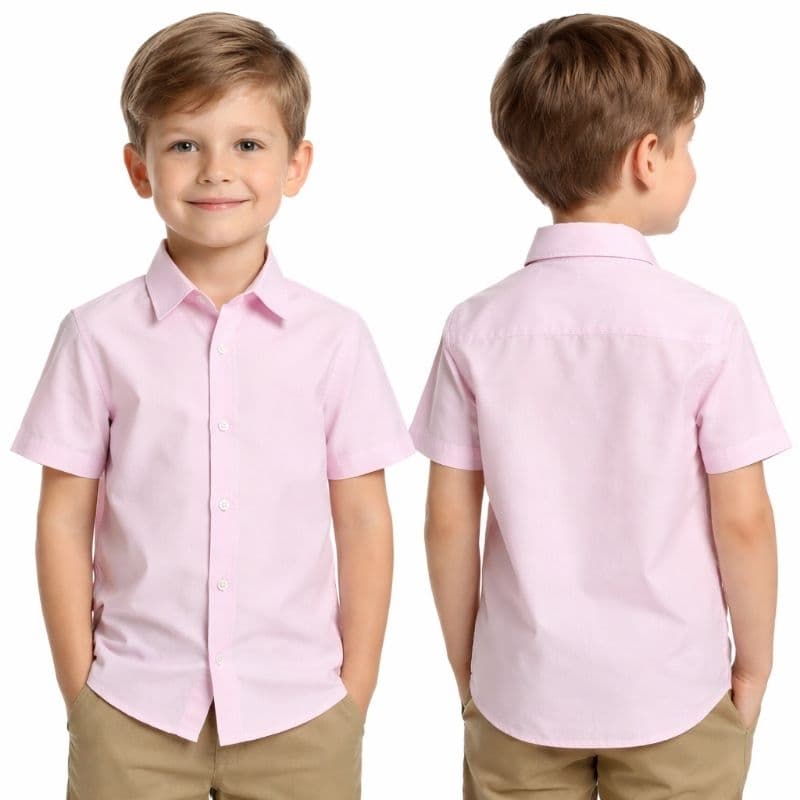 Camisa Social Menino Rosa Claro Slim Casual Festa Pajem 1 a 8 Anos