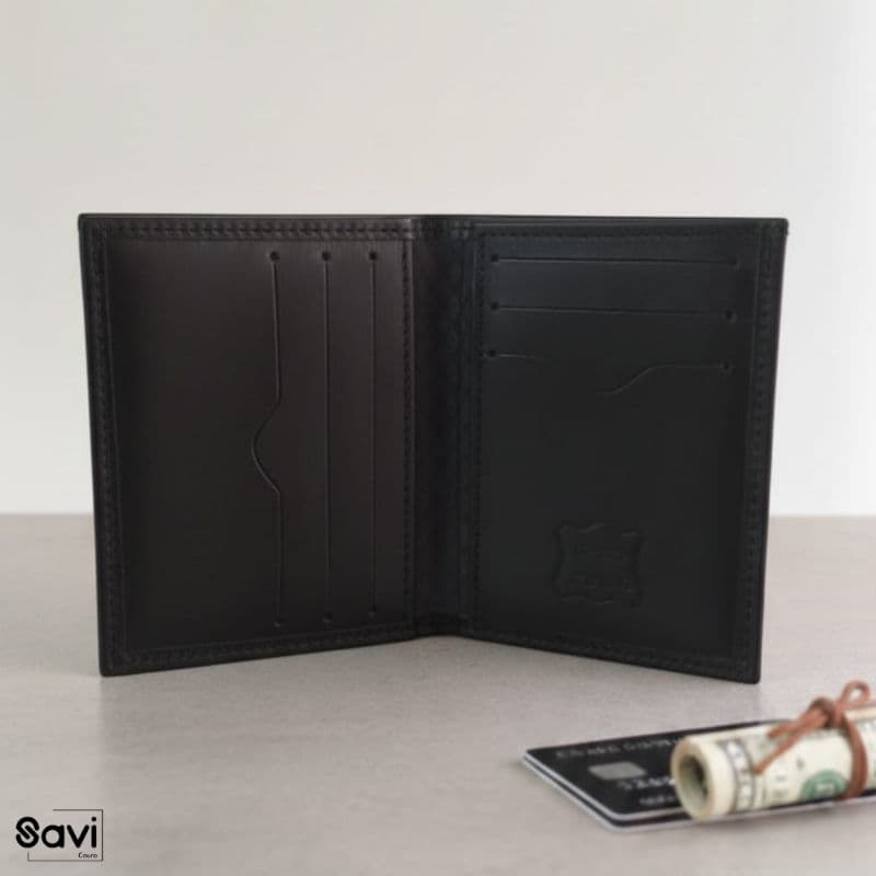 Porta Cartão De Couro Legitimo Carteira Fina Cabe Cnh Carteira Masculina Slim Leve Pequena