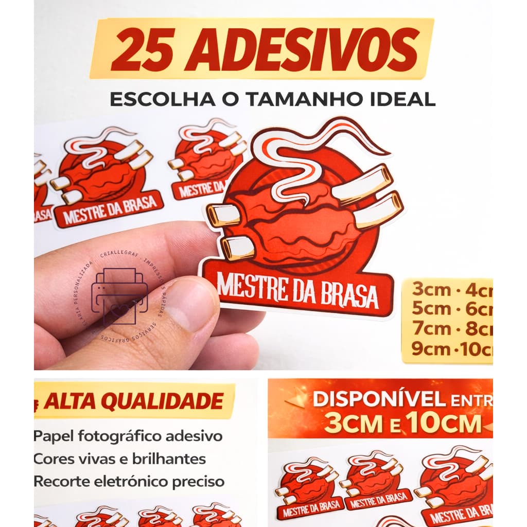Adesivos Personalizados | Papel Fotográfico | Recorte Especial | Vários Tamanhos