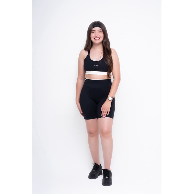 Conjunto Short E Top Bicolor Preto  Roupa Academia Fitness