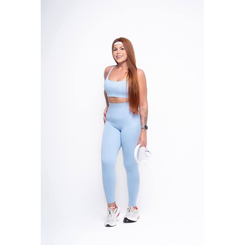 Conjunto Fitness Serenity Top Costas Nadador e Calça Poliamida Modeladora