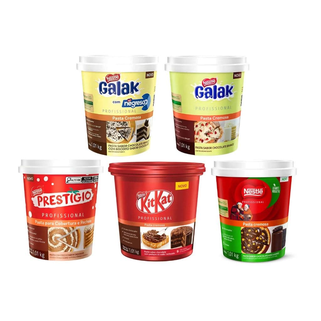 Pasta Recheio Nestlé 1,01kg Galak KitKat Prestígio Negresco Forneável Profissional