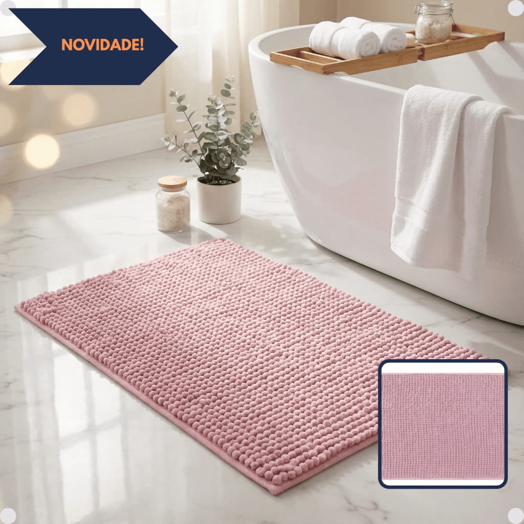 Tapete Banheiro Chenille - Bolinha Antiderrapante Macio Kit 2 Unid ou Unitário