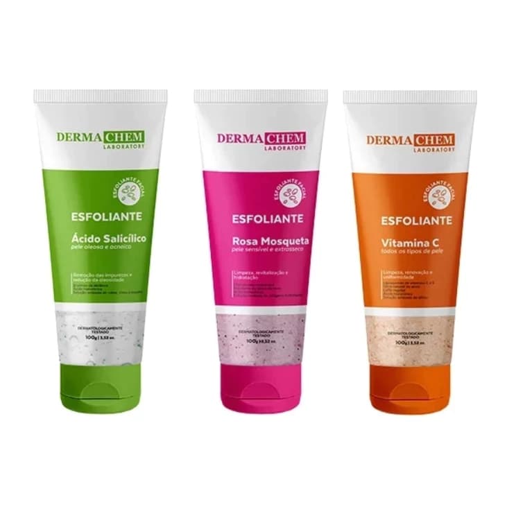 Gel Esfoliante Dermachem Skincare Facial para Pele Oleosa e Sensível e Extra seca