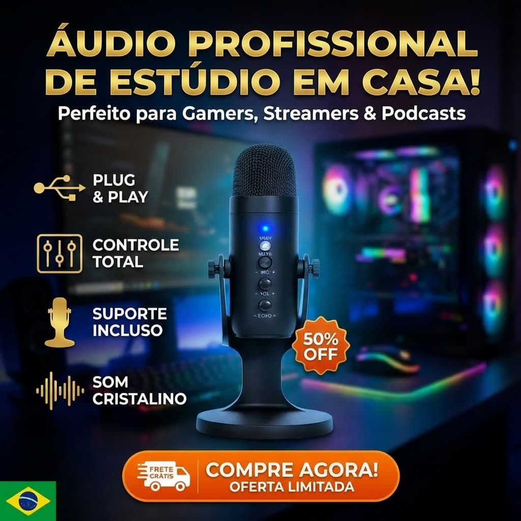 Microfone Condensador Mesa Usb Gamer Rotação 360 Kapbom Ka-1