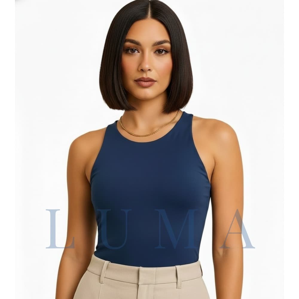 Regata Casual Basica Suplex Premium Duplo forro frente e costa Blusa Feminina Blogueira Tendencia Verão Copa Preto Azul
