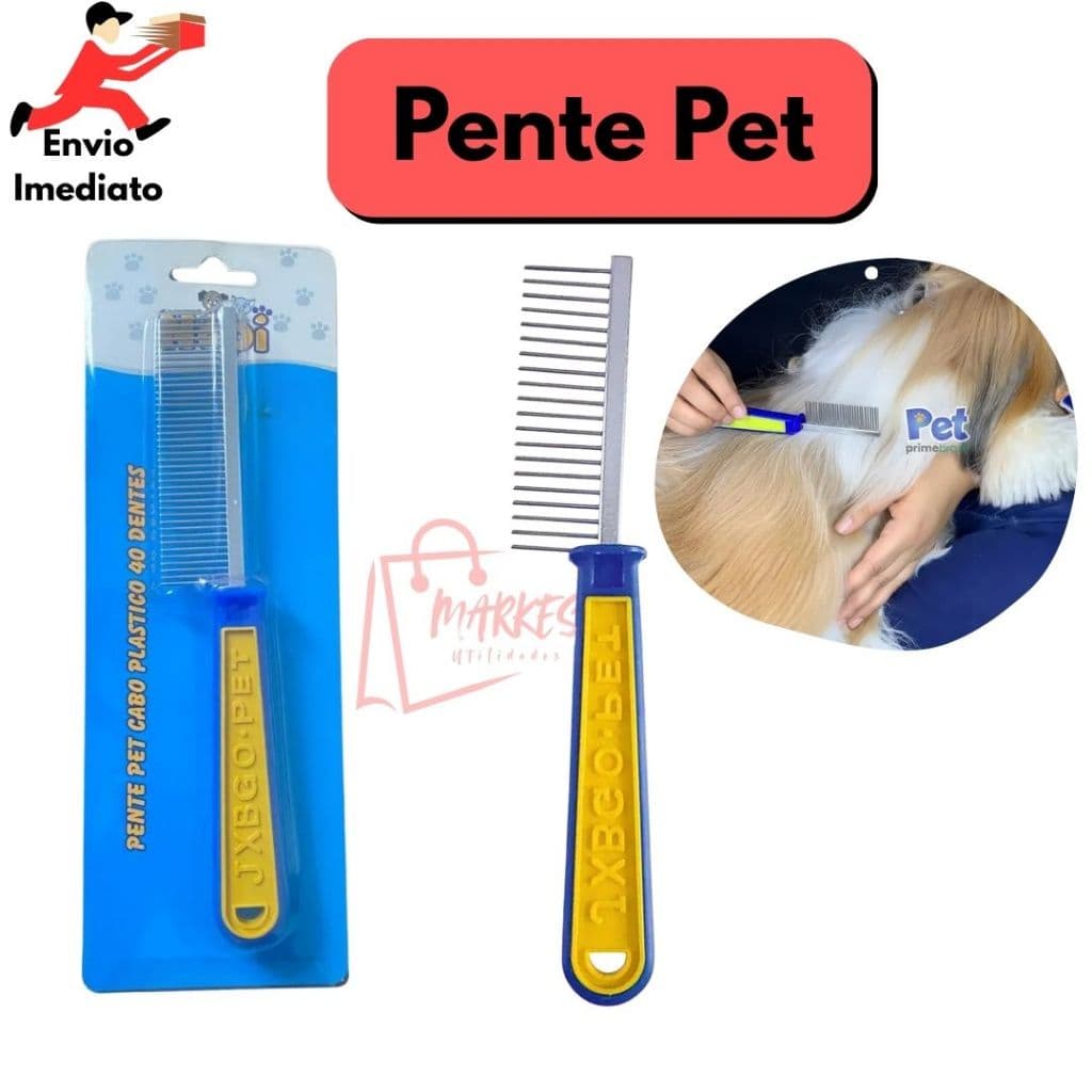 Pente Pet Aço Com Cabo 40 Dentes Cães E Gato Higiene E Cuidados Para Seu Animal De Estimação