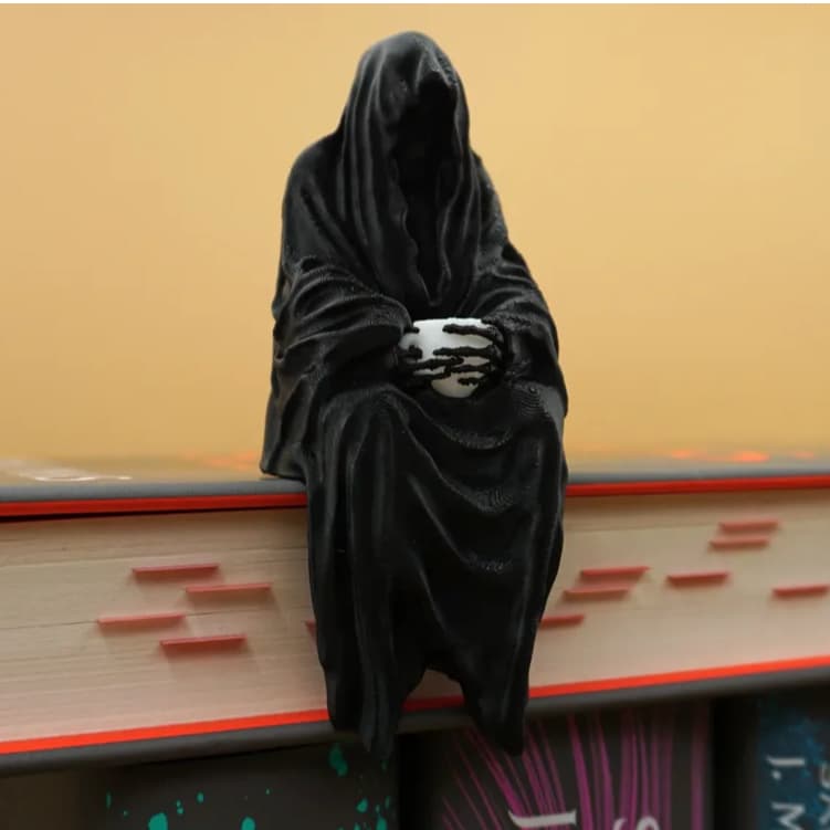 Estátua Decorativa da Morte Tomando Chá Presente