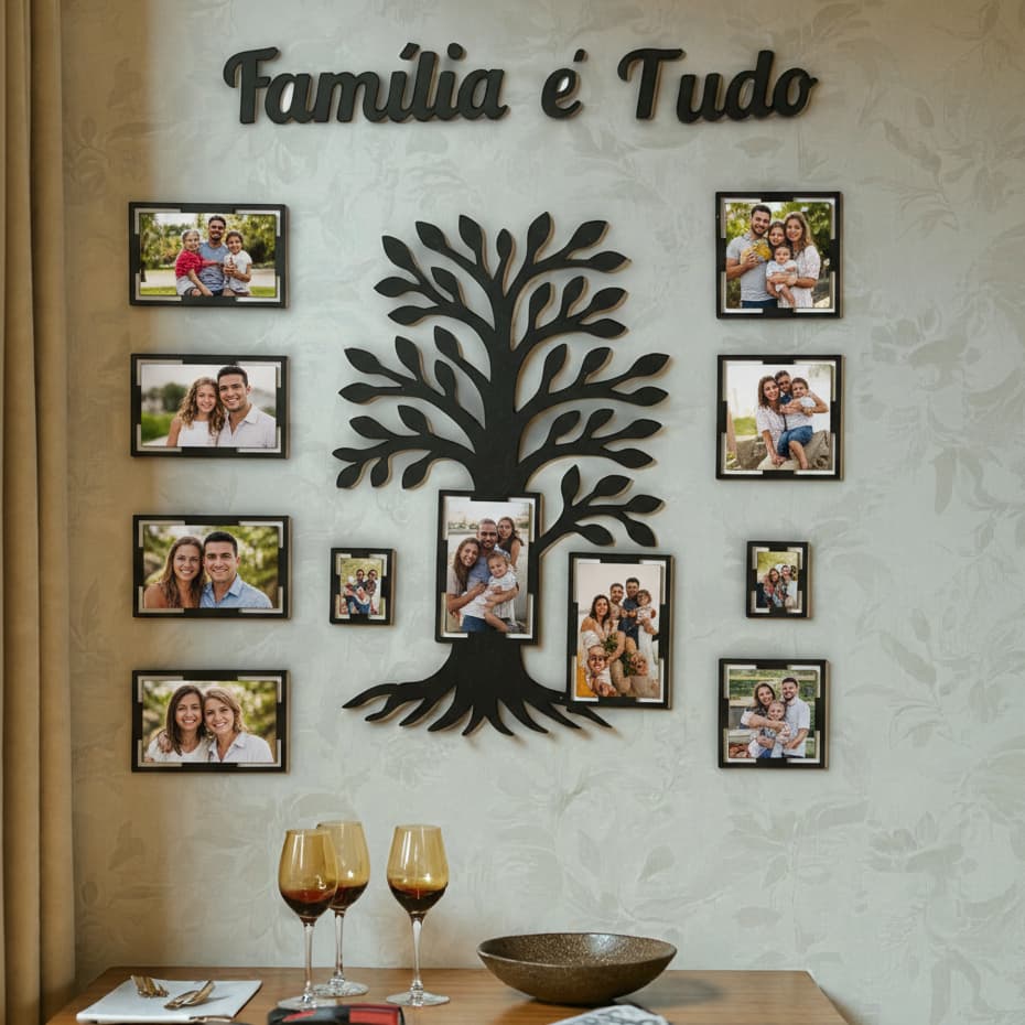 Quadro Árvore da Família com - Base para fotos Decorativos