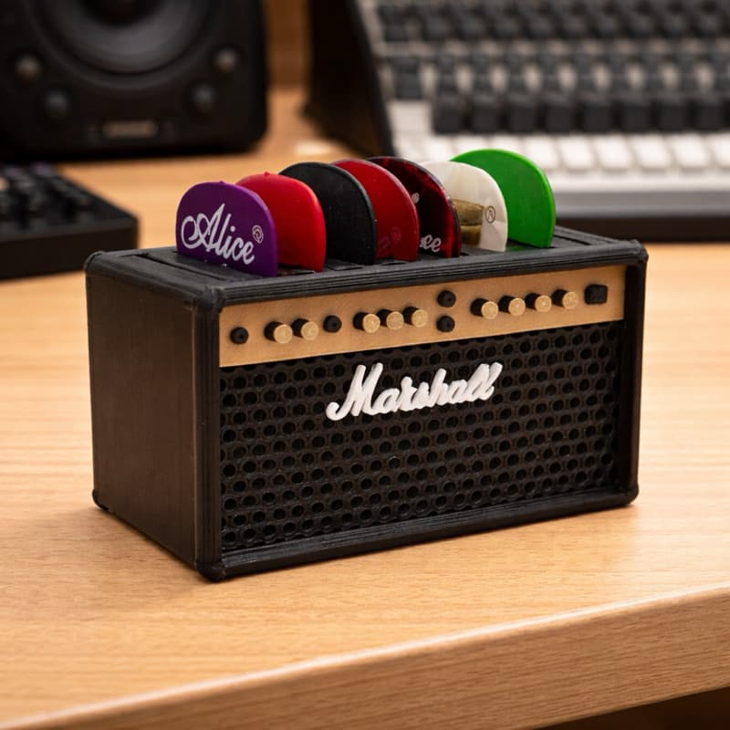 Porta Palhetas Mini Amplificador Estilo Marshall Para Violão Guitarra Baixo