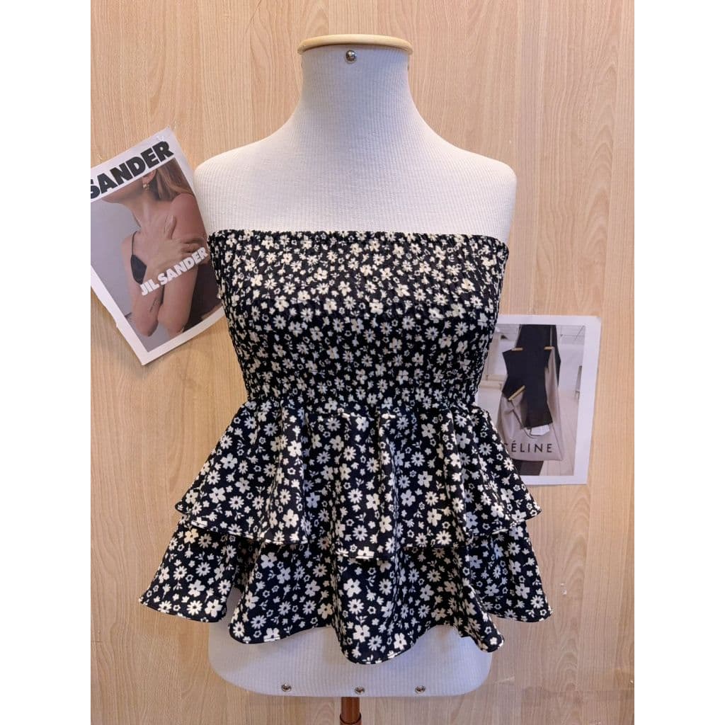 Blusinha Cropped Tomara que Caia Estampado Babadinho