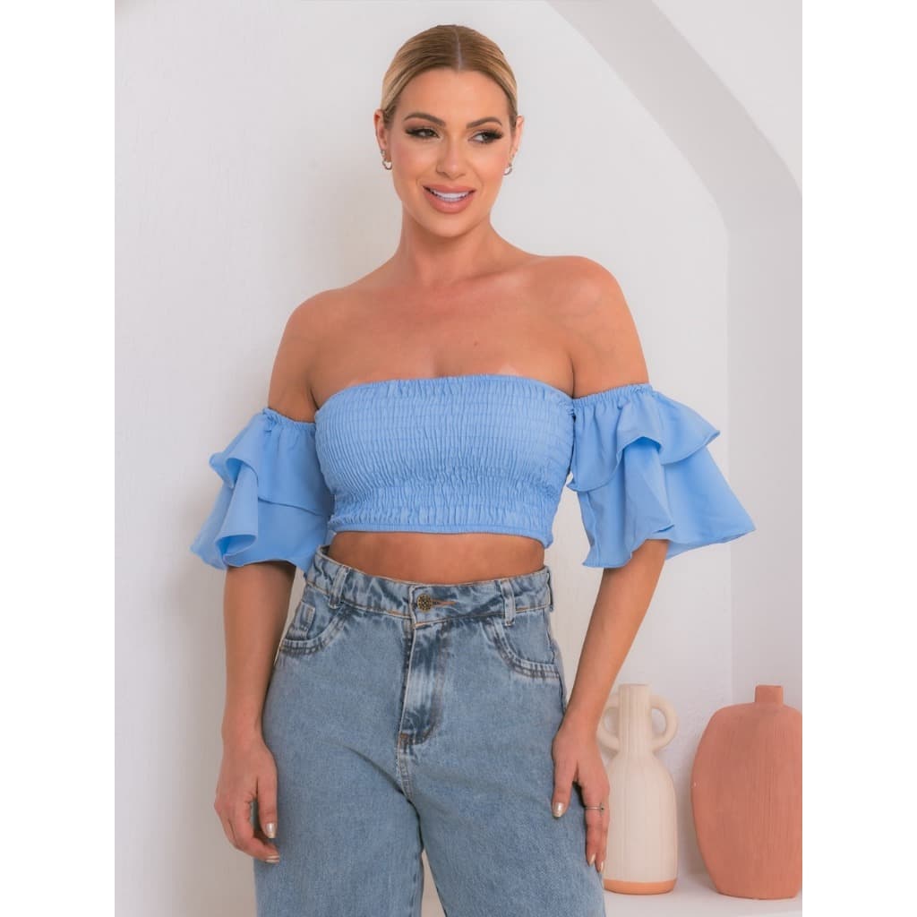 Blusinha cropped feminino elastico no peito