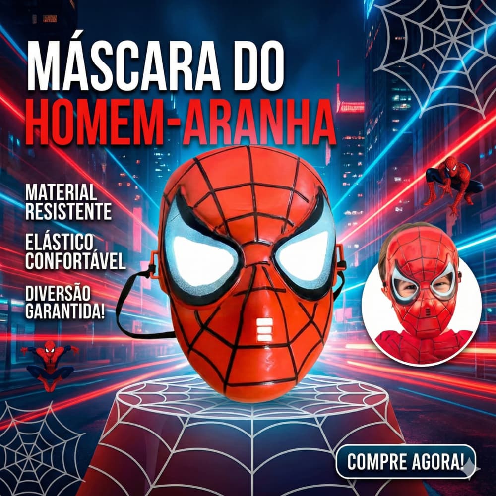 Mascara Homem Aranha Super Heroi Plastico Infantil Cosplay