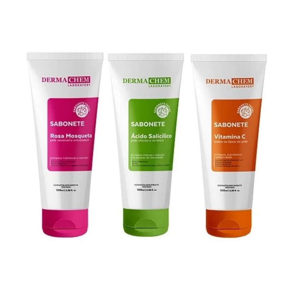 Dermachem Skincare Sabonete Facial Rosa Mosqueta Vitamina C e Ácido Salicílico para Rosto
