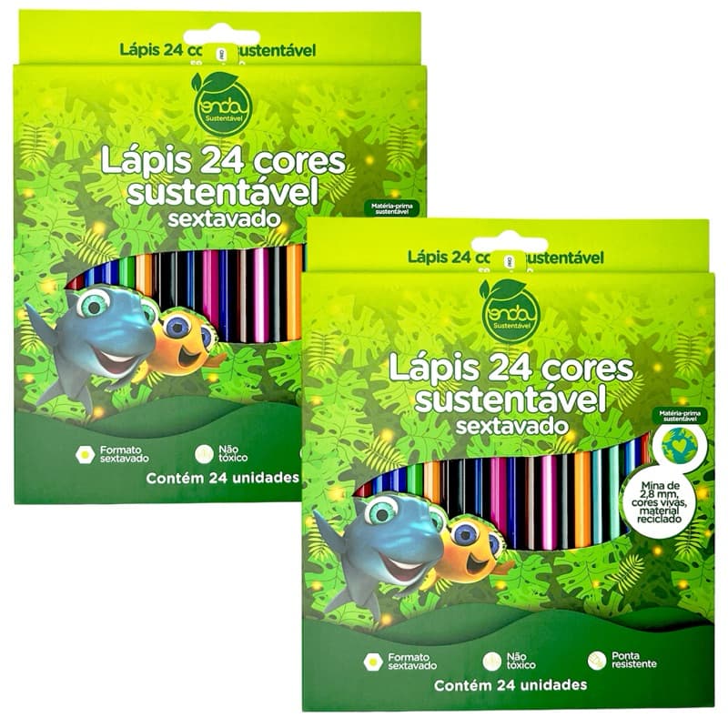 2 Caixas Lapis de Cor,Lapis de Colorir, 24 Cores Cada Caixa