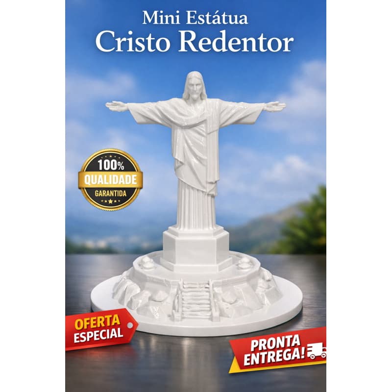 Mini Cristo Redentor Decorativo | Estátua Religiosa Impressão 3D