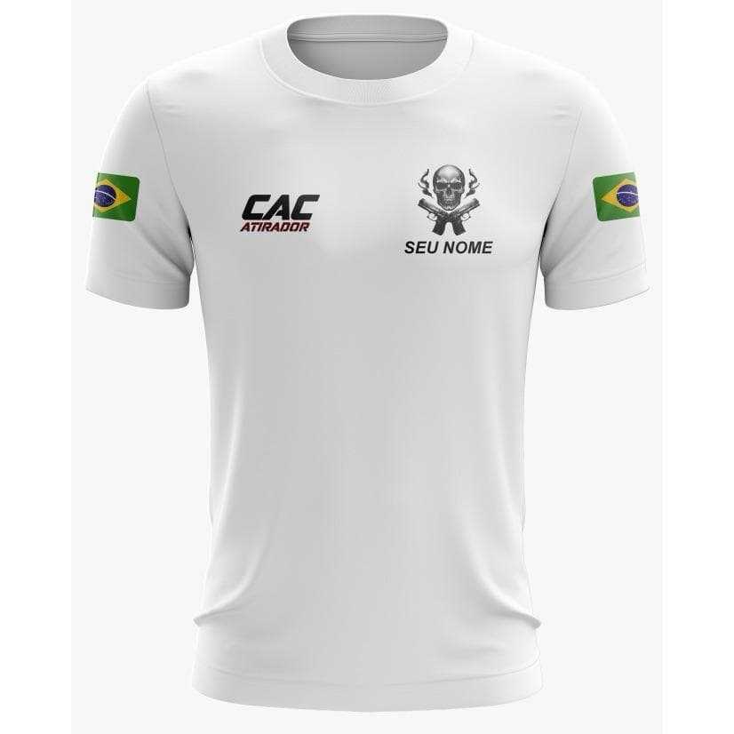 Camisa Cac atirador com nome personalizado, preta, branca e verde