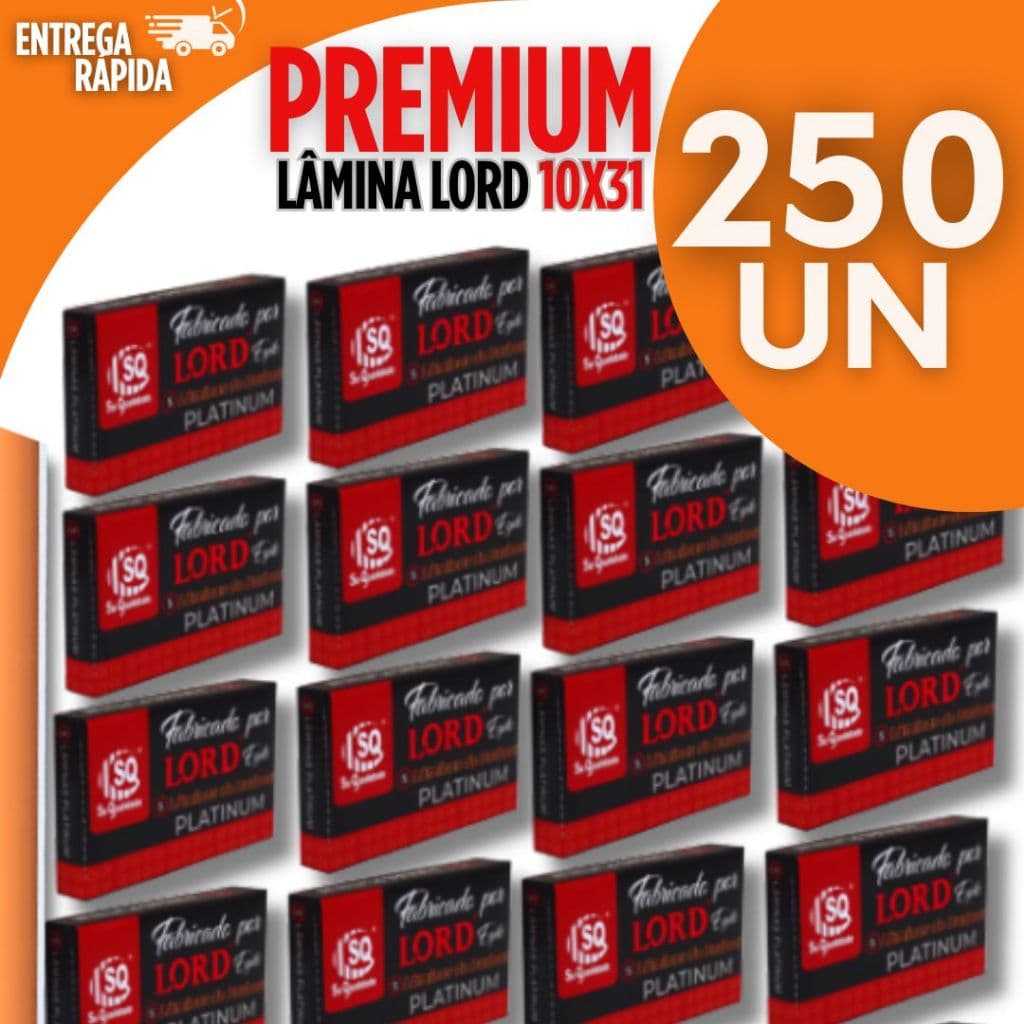 KIT 250 Lâminas duplas Para Barbear, Lord Platinum Profissional Premium Excelente Manuseio Barba