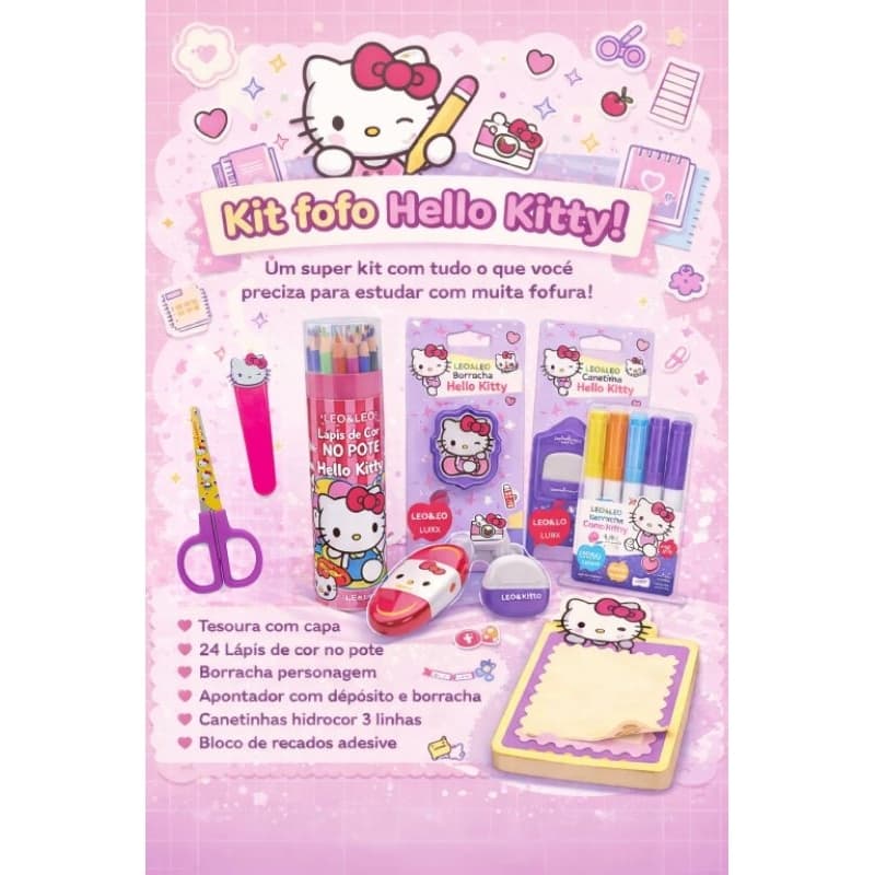 Super Kit escolar completo e muito fofo Hello Kitty