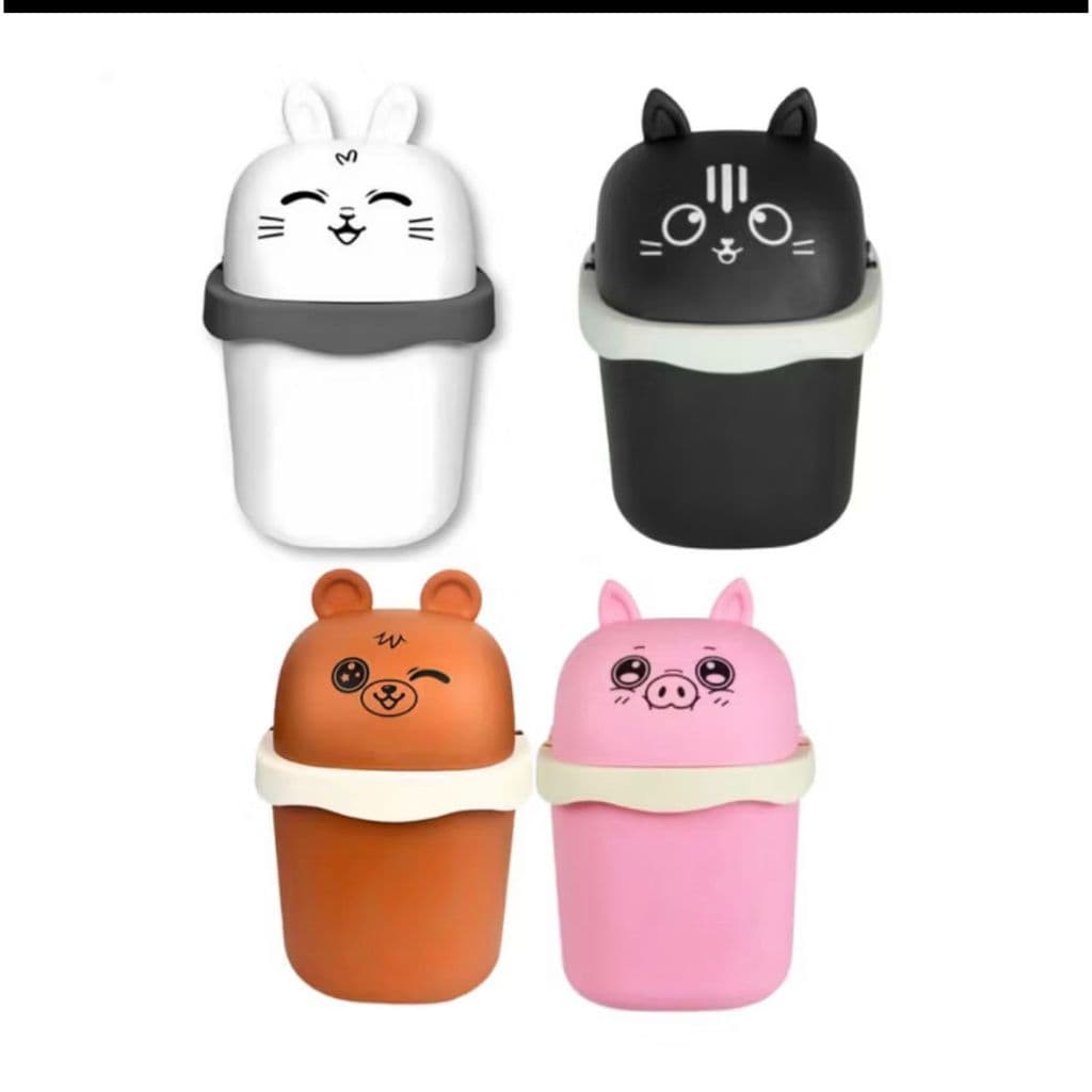 Mini Lixeira De Mesa Com Tampa Infantil Decorativa Bichinhos Animais Multiuso 1,5L Keita -NEWV